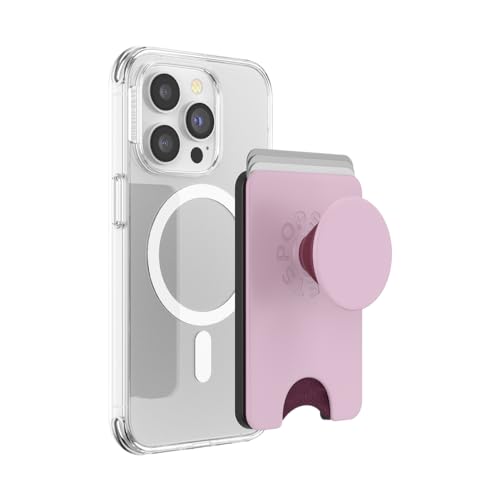 PopSockets: PopWallet+ für MagSafe - Inklusive Adapterring für MagSafe - Kartenhalter mit integriertem austauschbarem PopTop für Smartphones und Hüllen - Blush Pink von PopSockets