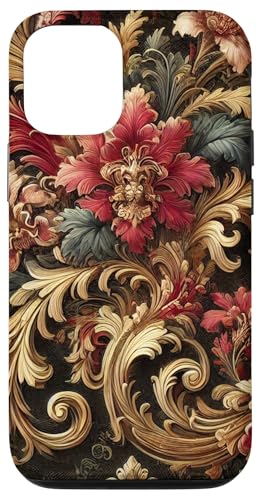 Hülle für iPhone 12/12 Pro Regal schwarz und beige Ornament Barock Design von PopTrend Designs