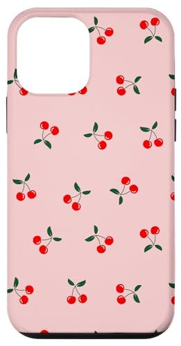 Hülle für iPhone 12 mini Kirsche mit grünen Blättern auf rosa Design Hülle für iPhone 12 mini Kirsche mit grünen Blättern auf rosa Design von PopTrend Designs