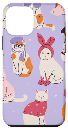 Hülle für iPhone 12 mini Süße verkleidete Katzen auf lila Hintergrund Hülle für iPhone 12 mini Süße verkleidete Katzen auf lila Hintergrund von PopTrend Designs
