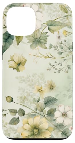Hülle für iPhone 13 Zartes grünes Blumenmuster mit dezentem Blattwerk Hülle für iPhone 13 Zartes grünes Blumenmuster mit dezentem Blattwerk von PopTrend Designs