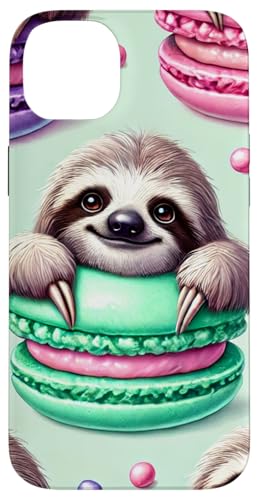 Hülle für iPhone 14 Plus Niedliche Faultiere und bunte Macarons von PopTrend Designs