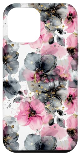 Hülle für iPhone 14 Plus Rosa und Schwarz Blumen und Blätter Design Hülle für iPhone 14 Plus Rosa und Schwarz Blumen und Blätter Design von PopTrend Designs