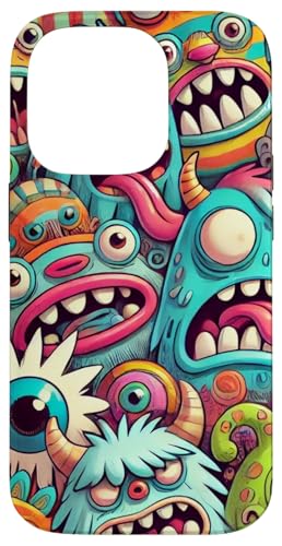 Hülle für iPhone 14 Pro Bunte Monstergesichter in lustigem Design Hülle für iPhone 14 Pro Bunte Monstergesichter in lustigem Design von PopTrend Designs