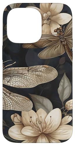 Hülle für iPhone 14 Pro Max Elegante Libelle und Blumen auf dunklem Hintergrund Hülle für iPhone 14 Pro Max Elegante Libelle und Blumen auf dunklem Hintergrund von PopTrend Designs