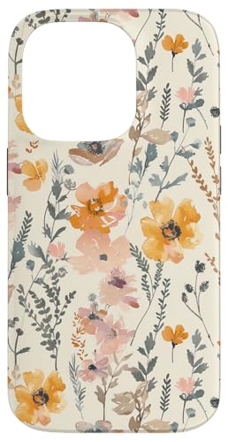 Hülle für iPhone 14 Pro Weiche Blumenwiese in warmen Tönen von PopTrend Designs