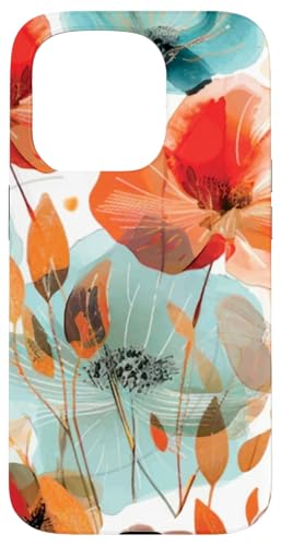 Hülle für iPhone 15 Pro Helles florales Aquarell in Orange- und Blaugrüntönen Hülle für iPhone 15 Pro Helles florales Aquarell in Orange- und Blaugrüntönen von PopTrend Designs