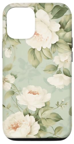 Hülle für iPhone 15 Pro Weiße Rosen und Blätter auf grünem Hintergrund Hülle für iPhone 15 Pro Weiße Rosen und Blätter auf grünem Hintergrund von PopTrend Designs