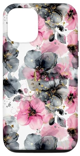 Hülle für iPhone 15 Rosa und Schwarz Blumen und Blätter Design Hülle für iPhone 15 Rosa und Schwarz Blumen und Blätter Design von PopTrend Designs
