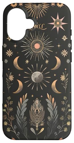 Hülle für iPhone 16 Himmlische Sonne, Mond und Sterne in elegantem Schwarz Hülle für iPhone 16 Himmlische Sonne, Mond und Sterne in elegantem Schwarz von PopTrend Designs