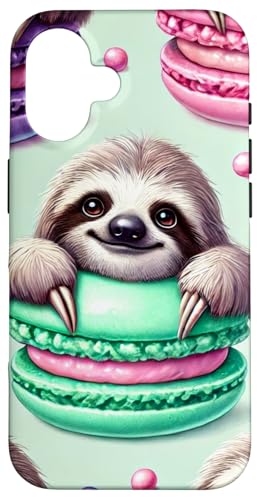 Hülle für iPhone 16 Niedliche Faultiere und bunte Macarons Hülle für iPhone 16 Niedliche Faultiere und bunte Macarons von PopTrend Designs