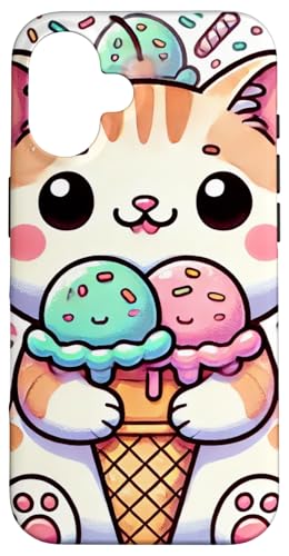 Hülle für iPhone 16 Niedliche Katze mit Eistüten im Kawaii-Design Hülle für iPhone 16 Niedliche Katze mit Eistüten im Kawaii-Design von PopTrend Designs