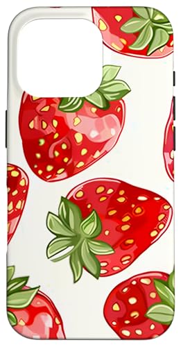 Hülle für iPhone 16 Pro Klassisches Erdbeer-Design auf Weiß Hülle für iPhone 16 Pro Klassisches Erdbeer-Design auf Weiß von PopTrend Designs