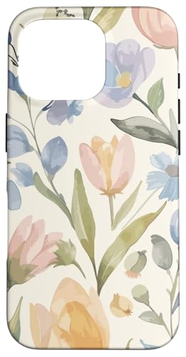 Hülle für iPhone 16 Pro Pastellfarbene Tulpen und Blätter auf cremefarbenem Hintergrund Hülle für iPhone 16 Pro Pastellfarbene Tulpen und Blätter auf cremefarbenem Hintergrund von PopTrend Designs