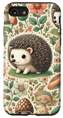 Hülle für iPhone SE (2020) / 7 / 8 Süße Igel mit Pilzen im Wald von PopTrend Designs