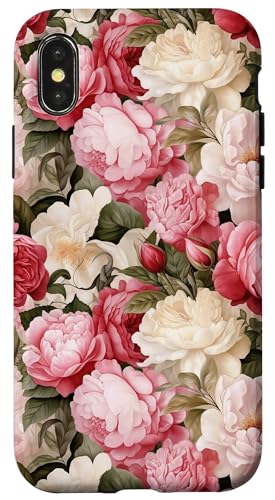 Hülle für iPhone X/XS Elegantes Design mit rosa und weißen Pfingstrosen Hülle für iPhone X/XS Elegantes Design mit rosa und weißen Pfingstrosen von PopTrend Designs