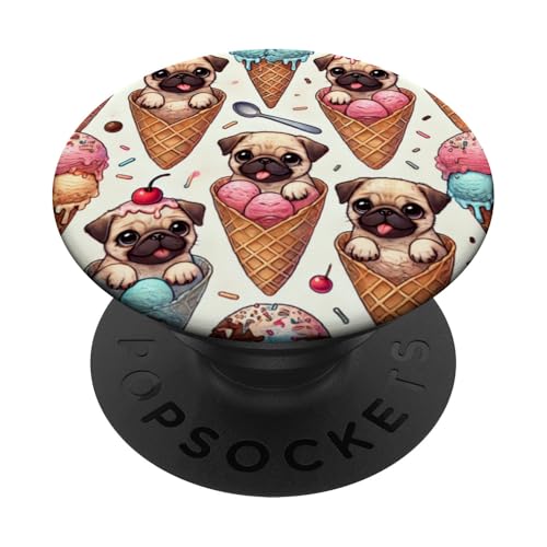 Mops-Welpen im Eistüten-Design PopSockets Klebender PopGrip Mops-Welpen im Eistüten-Design PopSockets Klebender PopGrip von PopTrend Designs