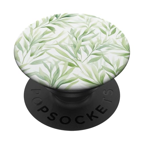 Weiche grüne Blätter auf hellem Hintergrund PopSockets Klebender PopGrip Weiche grüne Blätter auf hellem Hintergrund PopSockets Klebender PopGrip von PopTrend Designs