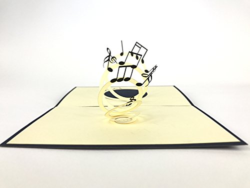 3D-Pop-Up-Grußkarte, Musiknoten, handgefertigt, Happy Birthday, Hochzeit, Jahrestag, Freundschaft, Frohe Weihnachten, Thanksgiving, Danksagung, Glück, Neujahr, Valentinstag, Rot von PopUp-Cards