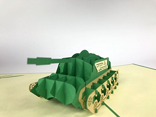3D-Pop-Up-Grußkarte mit Panzer-Motiv, zum Geburtstag, Ostern, Muttertag, Dankeschön, Valentinstag, Hochzeit, Kirigami von PopUp-Cards