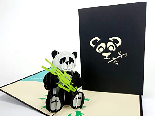 3D-Pop-Up-Karten, Motiv Pandabär, handgefertigt, lasergeschnitten, Vintage-Stil, kreatives Geschenk, Postkarte, Geburtstag, Grußkarten für Liebhaber von PopUp-Cards