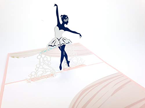 Bunte Ballett-Ballerina-3D-Grußkarte, handgefertigt, Happy Birthday Hochzeit Jahrestag Freundschaft Dankeschön Vatertag Vatertag Valentinstag Glückwunsch von PopUp-Cards