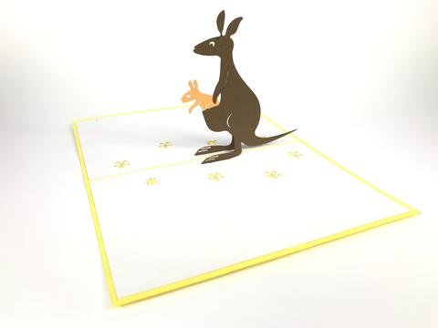 Känguru Familie Animal 3D Pop up Grußkarten Jahrestag Baby Geburtstag Ostern Halloween Mutter Vater New Home NEW YEAR Thanksgiving Valentine Hochzeit Weihnachten von PopUp-Cards
