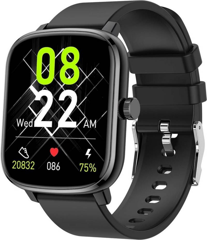 Popglory Smartwatch (1,69 Zoll, Android, iOS), mit Blutdruckmessung Fitness Armbanduhr mit Pulsuhr Schlafmonitor IP67 von Popglory