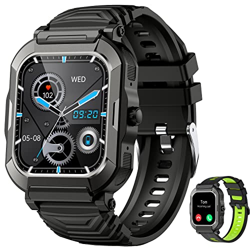 Popglory Smartwatch Herren mit Telefonfunktion,1,91 DIY HD Voll Touchscreen,Fitness Tracker 100+ Sportmodi,Armbanduhr mit SpO2 Schlafmonitor Schrittzähler,Kompatibel mit Android und ios von Popglory