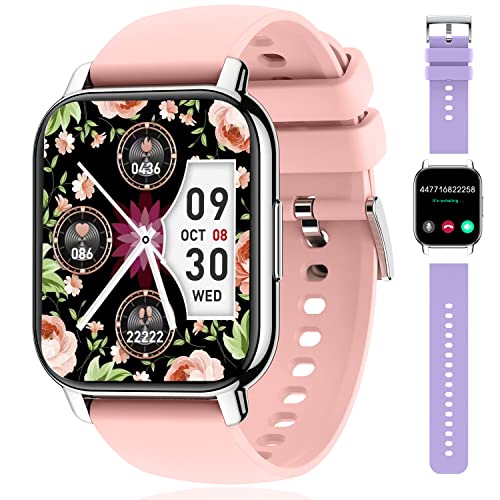 Popglory Smartwatch für Damen Herren, 1.85 Zoll Touch-Farbdisplay mit Bluetooth Anrufe,Fitnessuhr mit SpO2 Blutdruckmessung Herzfrequenz Schrittzähler Schlafmonitor kompatibel mit iOS&Android von Popglory