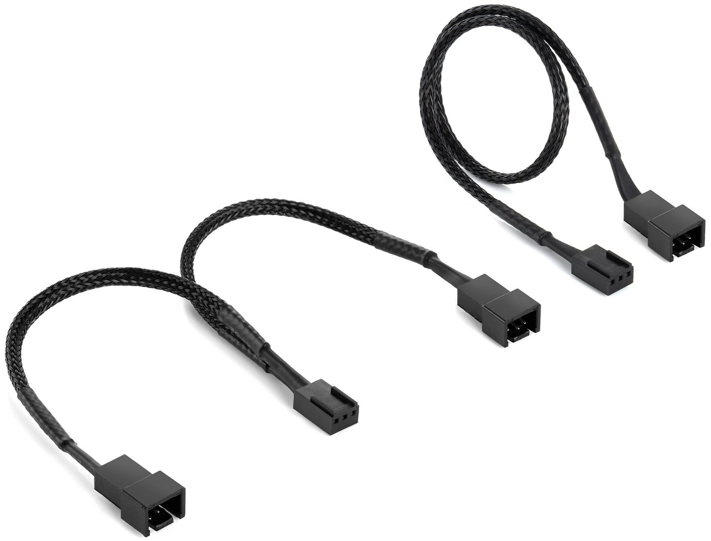 Poppstar 4-Pin oder 3-Pin Lüfter Kabel Set (15cm Y-Kabel) Computer-Kabel, 1x Buchse auf 2x Stecker (30 cm), Verlängerungskabel Anschluss Prozessor-/ Gehäuselüfter an Mainboard von Poppstar