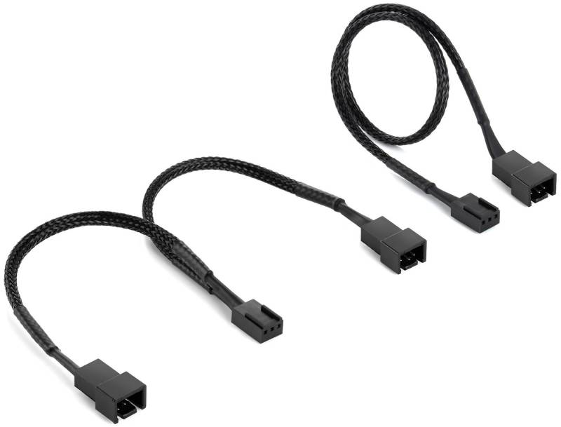 Poppstar 4-Pin oder 3-Pin Lüfter Kabel Set (15cm Y-Kabel) Computer-Kabel, 1x Buchse auf 2x Stecker (30 cm), Verlängerungskabel Anschluss Prozessor-/ Gehäuselüfter an Mainboard von Poppstar