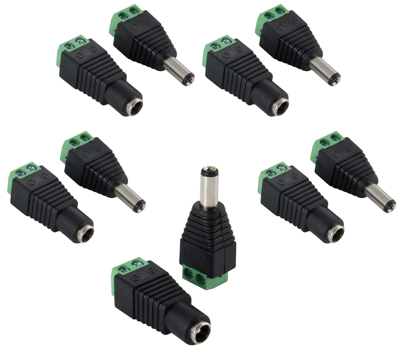 Poppstar DC Adapter auf 2-Pol Terminalblock für LED Streifen, Beleuchtung, CCTV Stromadapter DC 5,5x2,5mm zu 2-Pol Terminalblock, (5x Stecker / 5x Buchse) von Poppstar