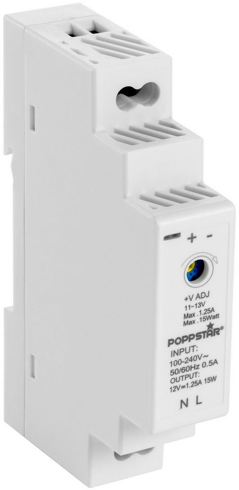 Poppstar Din Rail Klingeltrafo Hutschienen-Netzteil (Netzteil für Hutschiene, Input 100-240VAC Output 12V DC 1,25A 15W) von Poppstar