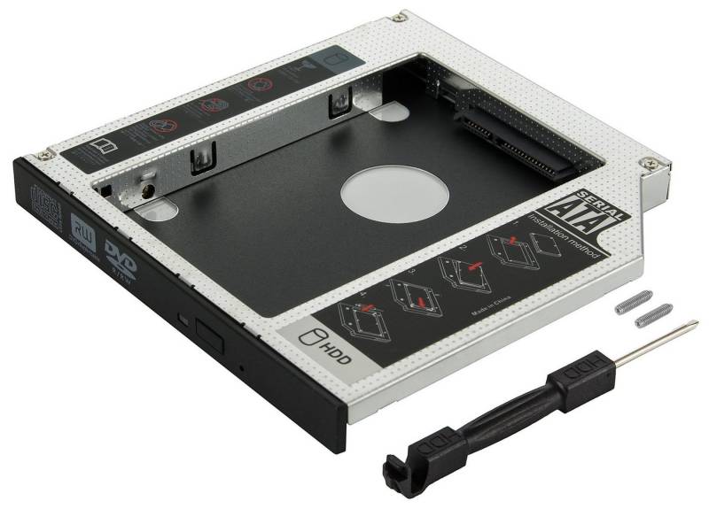 Poppstar Festplatten-Einbaurahmen Notebook Laufwerksrahmen/Laufwerksschacht für SSD/HDD, Höhe 12,7mm - Laufwerk Caddy für 2,5" SSD/HDDs von 7mm bis 12,5mm von Poppstar