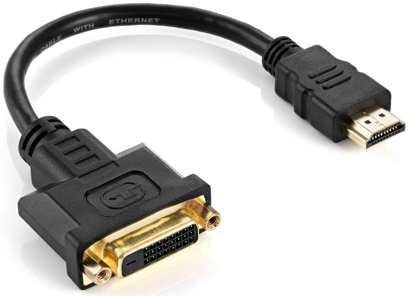Poppstar HDMI Stecker auf DVI Buchse (Adapter 19 Pin auf 24+1 DVI-D) HDMI-Adapter, vergoldete Kontakte, 12 cm Kabel von Poppstar