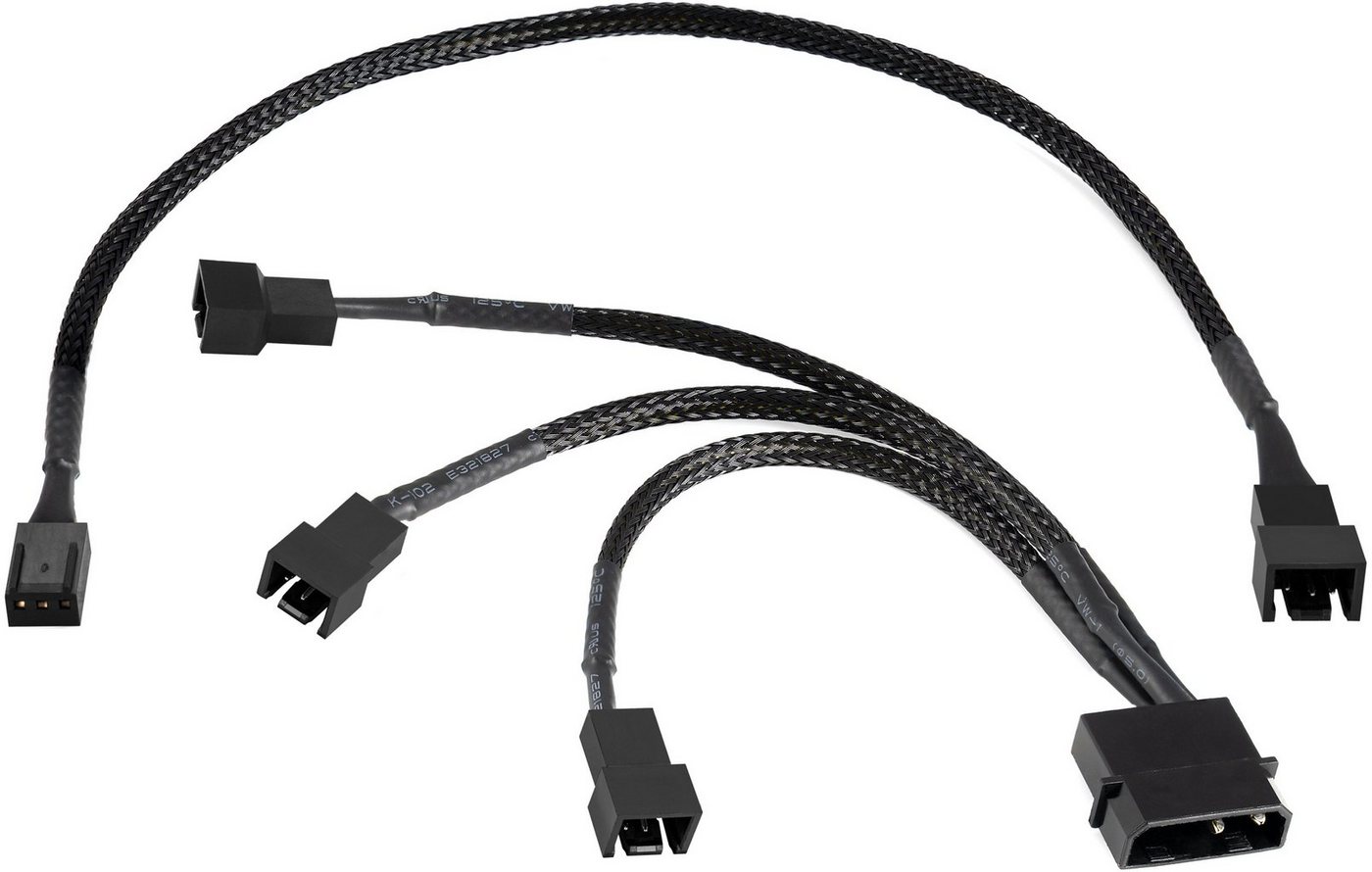 Poppstar Lüfter Kabel Set 12V Computer-Kabel, Molex, 3-pin, mit 15cm Y-Kabel + 30cm 3-Pin Verlängerungskabel für Gehäuselüfter von Poppstar