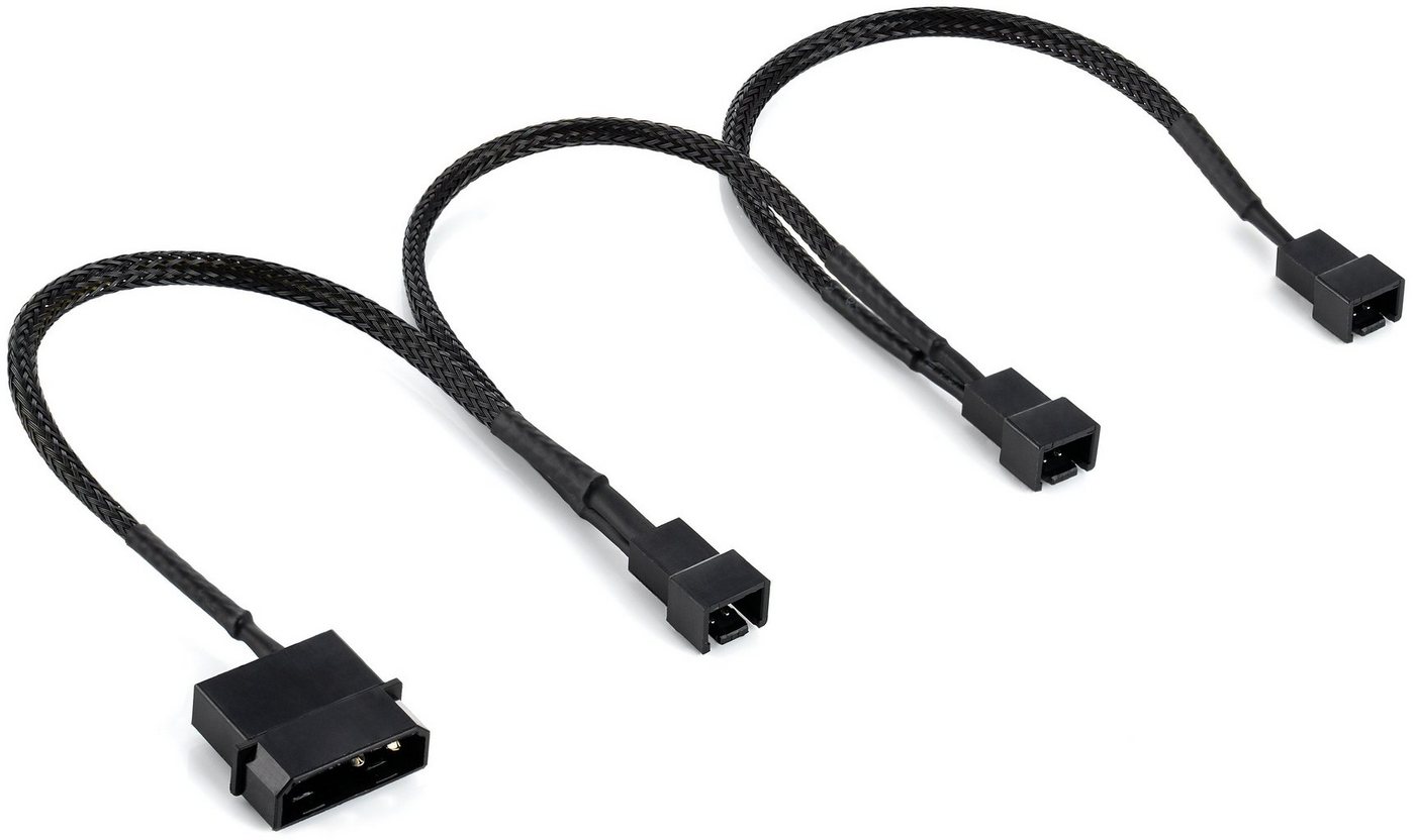 Poppstar Lüfter Verteilerkabel 3x20cm, Molex (m) auf 3x 2-Pin Stecker (m) Computer-Kabel, (60 cm), 5V, zum Anschluss von Prozessor- und Gehäuselüftern an ein Netzteil von Poppstar