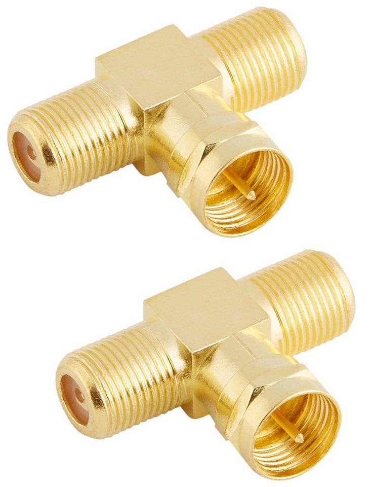 Poppstar SAT-Verteiler TV Coax Adapter T-Stück (2x F-Buchse auf 1x F-Stecker) (2-St), F-Adapter Antennenkabel Adapter Splitter für Koaxialkabel von Poppstar