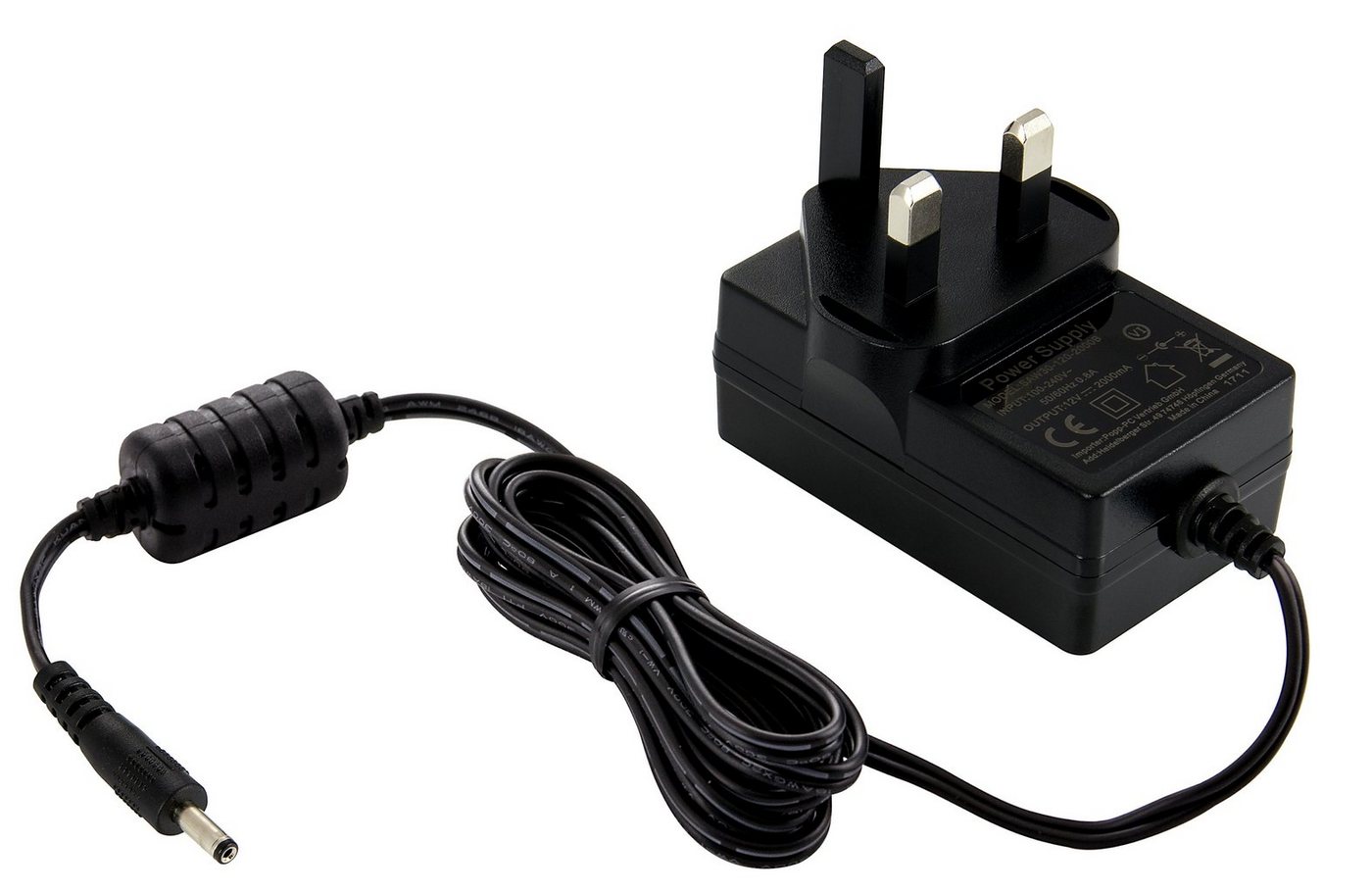 Poppstar Steckernetzteil 12V 2A (UK Stecker) Stromadapter Universal-Netzteil (UK-Adapter für externe Festplatten-Gehäuse, Dockingstation uvm., 150cm) von Poppstar