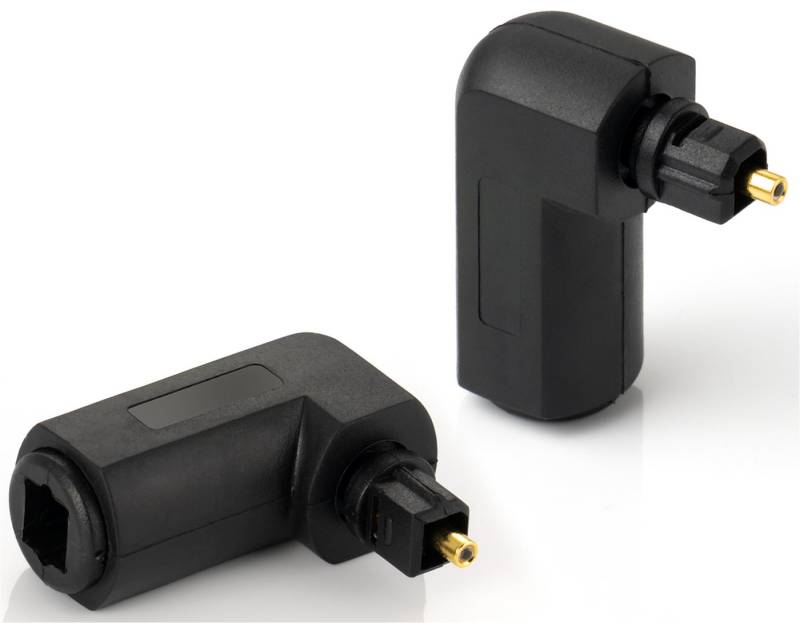 Poppstar Toslink Adapter 90° gewinkelt für Optisches Digital-Audiokabel Audio- & Video-Adapter Toslink Stecker zu Toslink Buchse, Winkelstecker für TOS Kabel, S/PDIF Kabel, 2 Stück von Poppstar