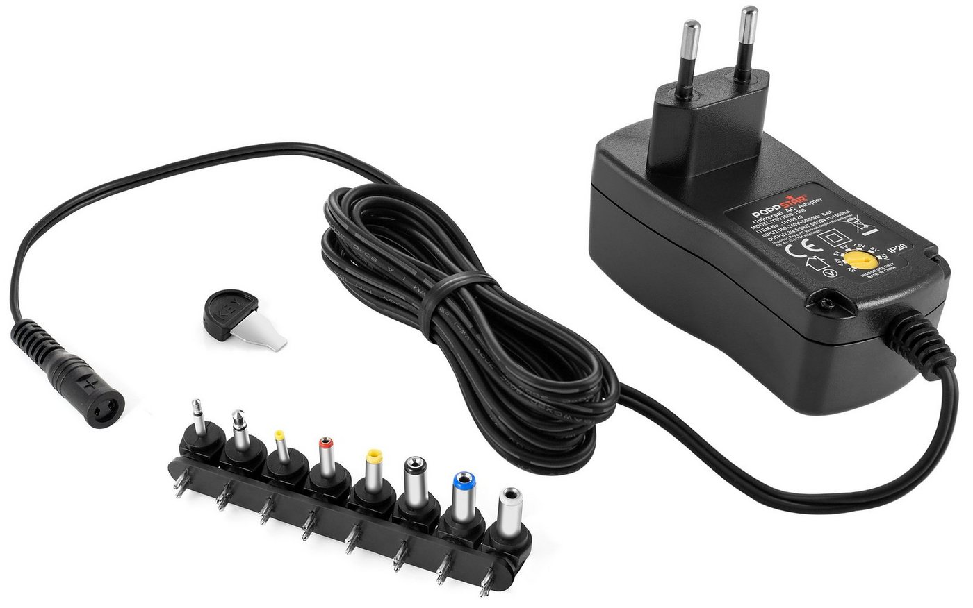 Poppstar Universal-Netzteil Universal-Netzteil (Output 3V 4,5V 5V 6V 7,5V 9V 12V DC 1,5A + 8 Stecker) von Poppstar