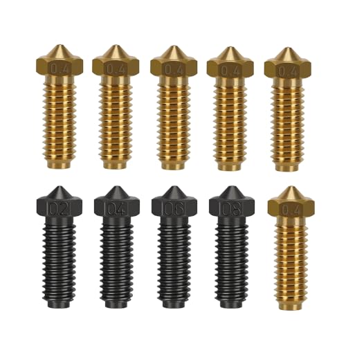 PopuSingTop Kobra 2 Series Messing-Düsen-Kit 0,4 mm 0,2 mm 0,4 mm 0,6 mm 0,8 mm gehärtete Stahldüse für Kobra 2 Neo/Pro/Plus/Max 3D-Drucker (10 Stück) von PopuSingTop