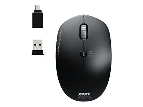 Port Connect Mobile Maus, Bluetooth, kabellos, wiederaufladbar, Schwarz von Port Designs
