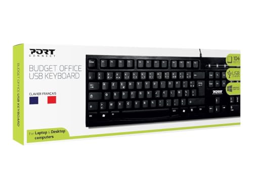Port Designs 900753 USB AZERTY Französisch Schwarz Tastatur – Tastaturen (Standard, kabelgebunden, USB, AZERTY, schwarz) von Port Designs