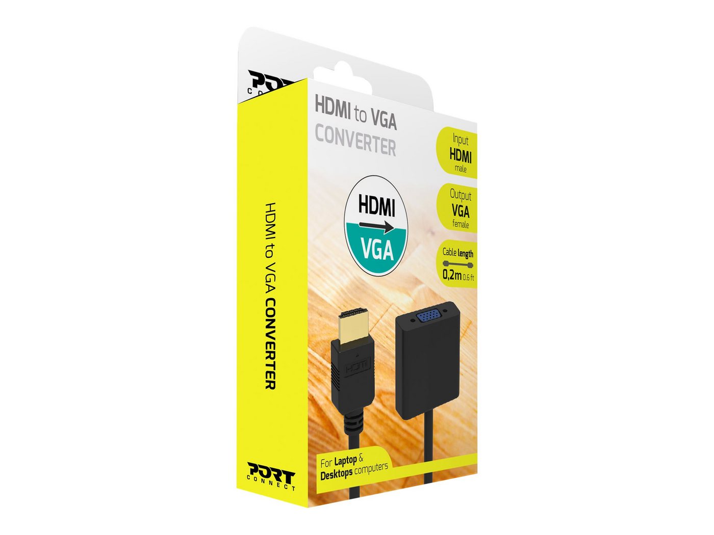 Port PORT CONVERTER HDMI TO VGA 20 CM HDMI-Kabel von Port