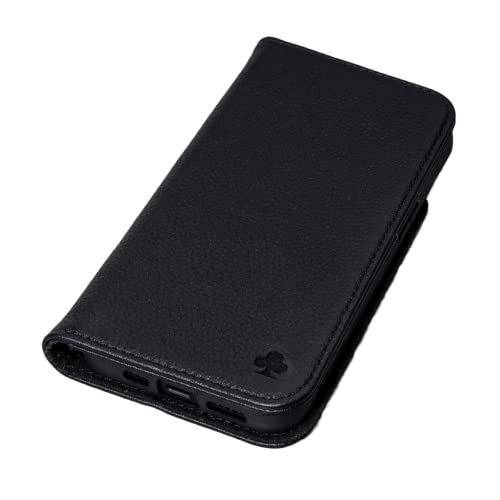 Porter Riley - Lederhülle für iPhone 11 (6.1"). Premium Echtleder Standhülle/Cover/Brieftasche mit [Karten Steckfächern] [Horizontale Standfunktion] [Strapazierfähiger Rahmen] (Pures Schwarz) von Porter Riley