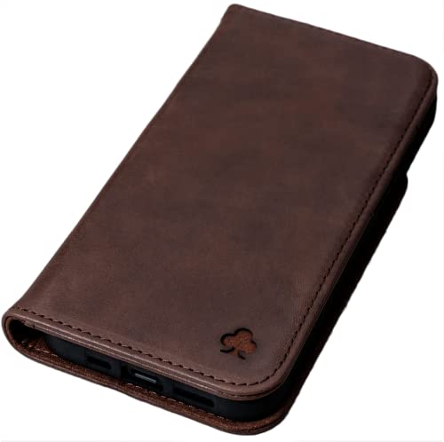 Porter Riley - Lederhülle für iPhone 12 Mini (5.4"). Premium Echtleder Standhülle/Cover/Brieftasche mit [Karten Steckfächern] [Horizontale Standfunktion] [Strapazierfähiger Rahmen] (Schokoladenbraun) von Porter Riley