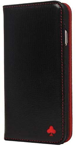 Porter Riley Lederhülle für iPhone SE 2022/20 und iPhone 8 / iPhone 7. Ständer/Hülle/Brieftasche [Kartenfach] [Horizontaler Ständer] [Robuster Rahmen] (Schwarz, Rot) von Porter Riley