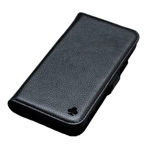 Porter Riley - Lederhülle kompatibel mit Google Pixel 8 Pro. Premium Echtleder Standhülle/Ledertasche/Brieftasche mit Karten Steckfächern und Horizontale Standfunktion (Pures Schwarz) von Porter Riley